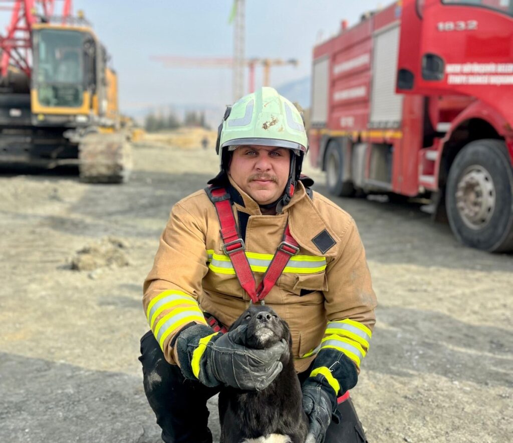 FORE KAZIK TEMELİNE DÜŞEN KÖPEK YAVRUSUNU İTFAİYE KURTARDI