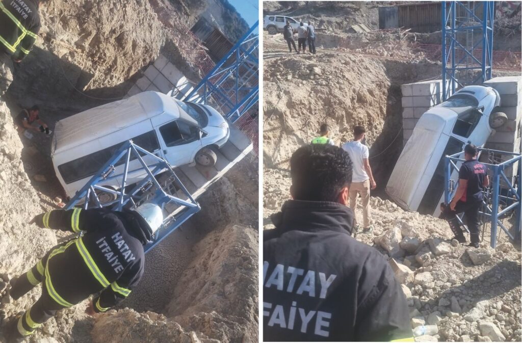 SAMANDAĞ’DA KULE VİNCİN BETONUNA ÇARPAN MİNİBÜSTEKİ 4 KİŞİ YARALANDI