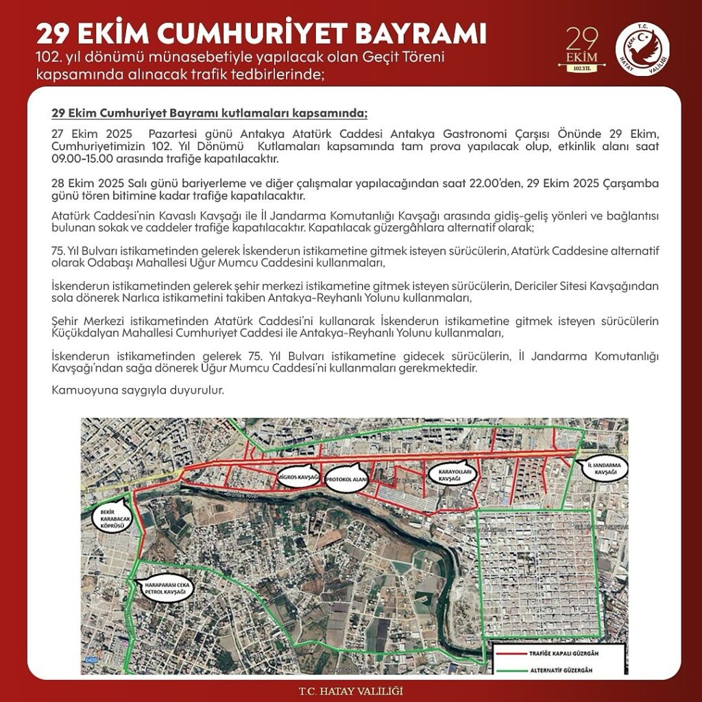 HATAY’DA ULAŞIMA 29 EKİM FRENİ